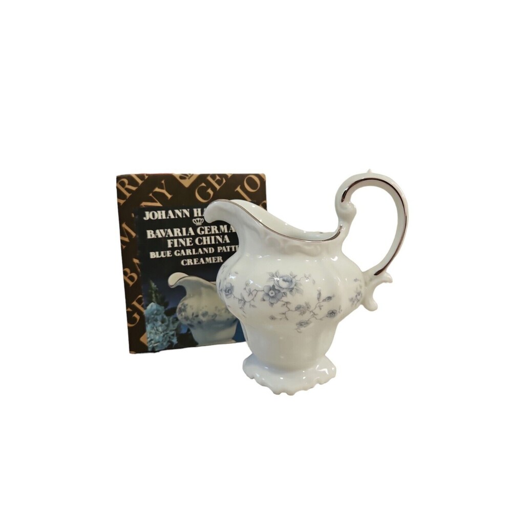 Vintage NOS Johann Haviland Bavaria Germany Blue Garland Creamer Pitcher
